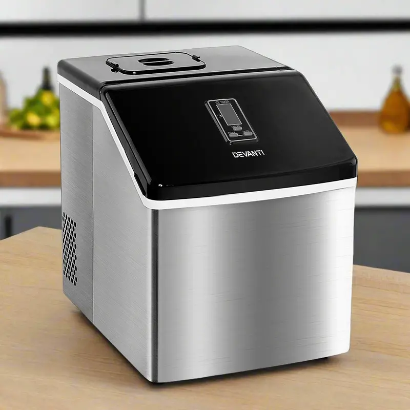 Devanti 3.2L Commercial-Grade Ice Maker – Stainless Steel Portable Ice Cube Machine 1