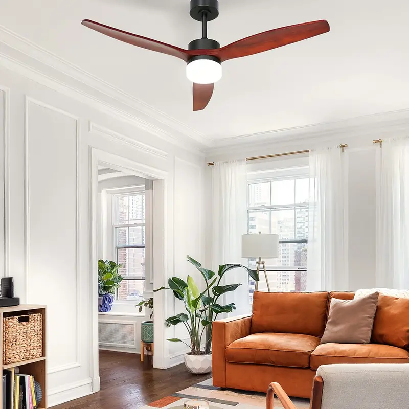 Devanti 52-Inch Ac Ceiling Fan With 3 Blades And Light – Dark Wood Finish 1