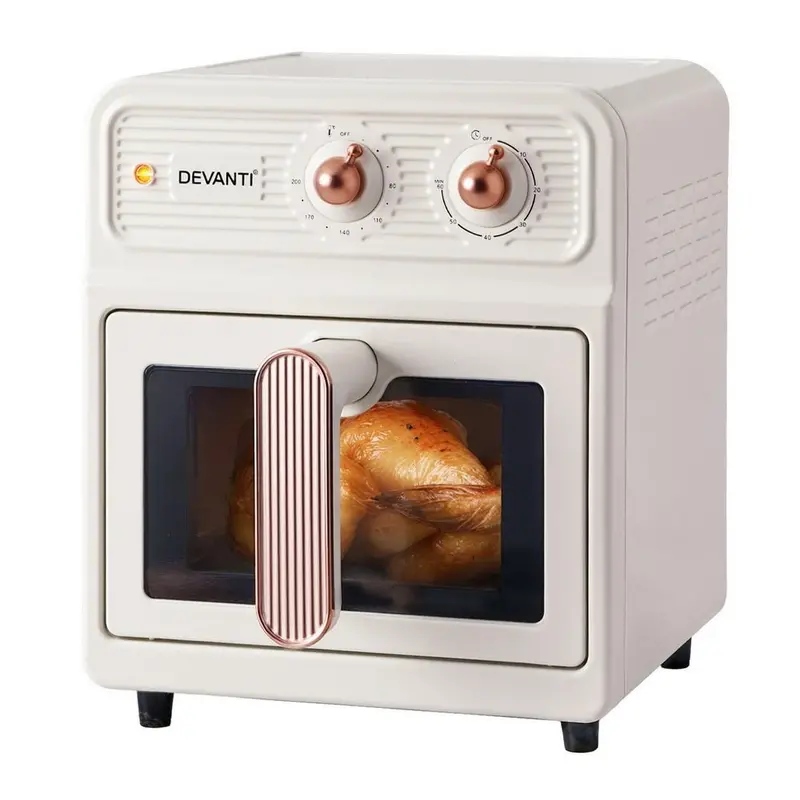 Devanti 6L Knob-Control Air Fryer – 1700W Cream Kitchen Appliance For Effortless Frying 1