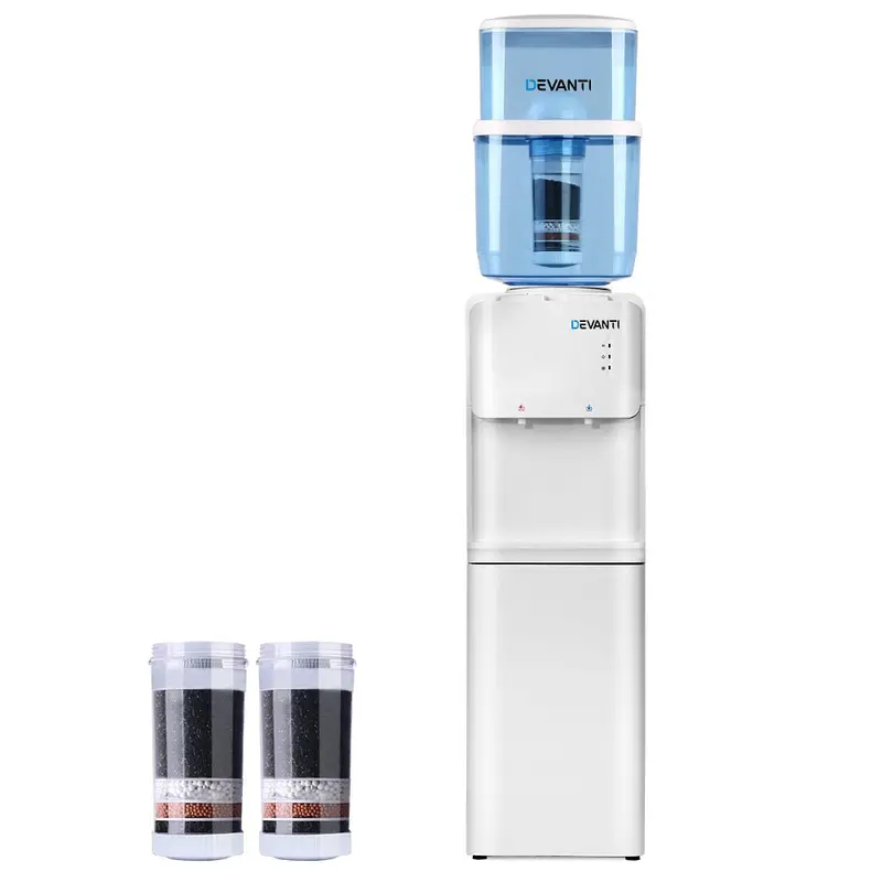 Devanti Dual-Filter Water Cooler Stand By Danoz Direct – 22L Black/White Floor Model With Two Replacement Filters 1