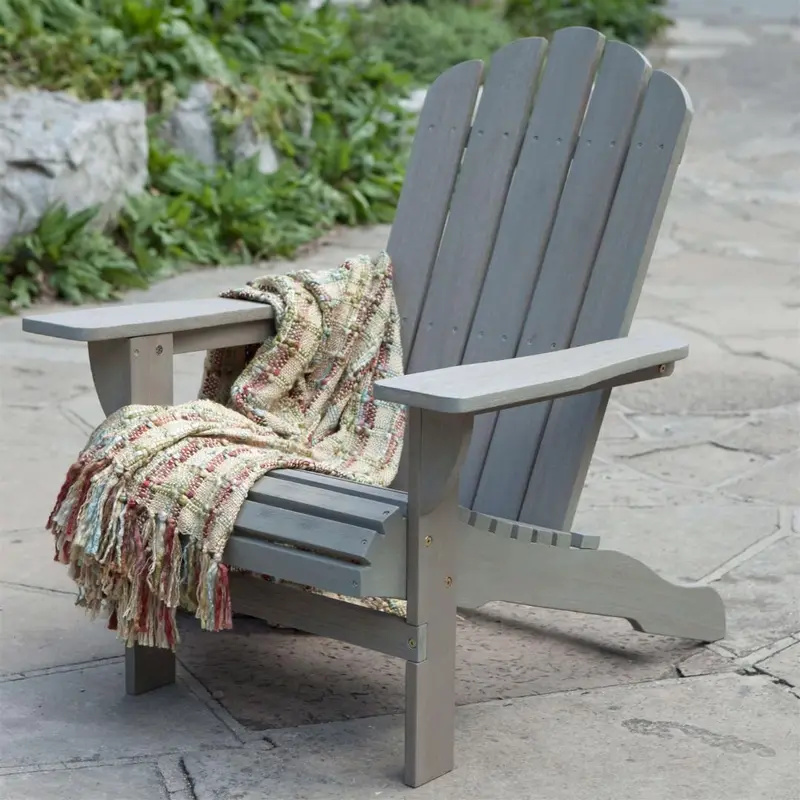 Driftwood-Finish Eucalyptus Adirondack Chair – Eco-Conscious Outdoor Lounge Seat 1