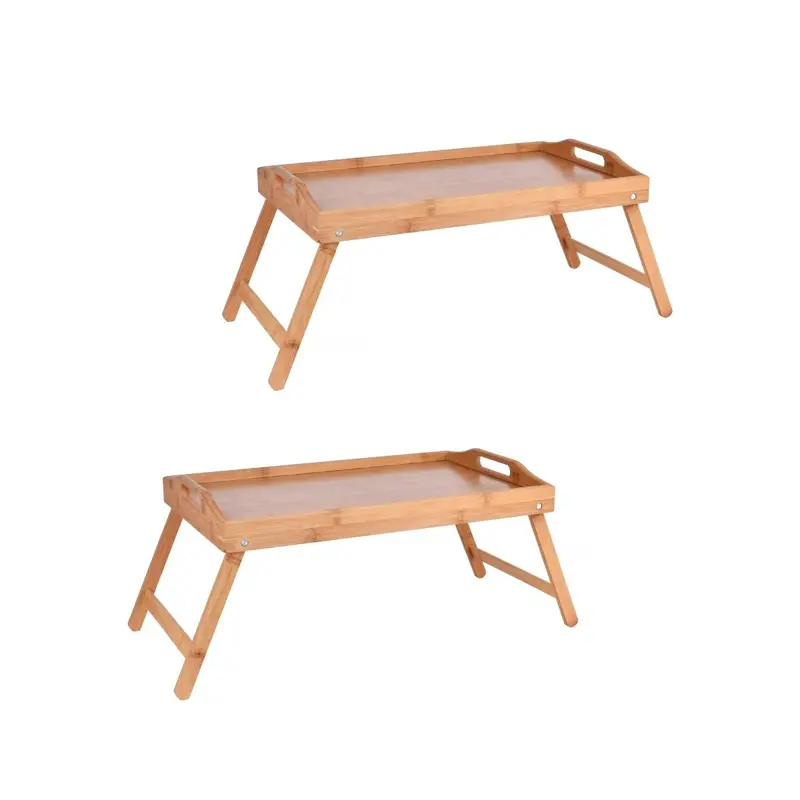 Dual Bamboo Bed Tray Set – Foldable Serving Tables For Breakfast Or Snacks 1