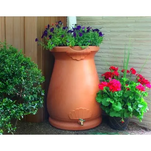 Dual-Function Terra Cotta Rain Barrel & Planter – 65-Gallon Capacity 1
