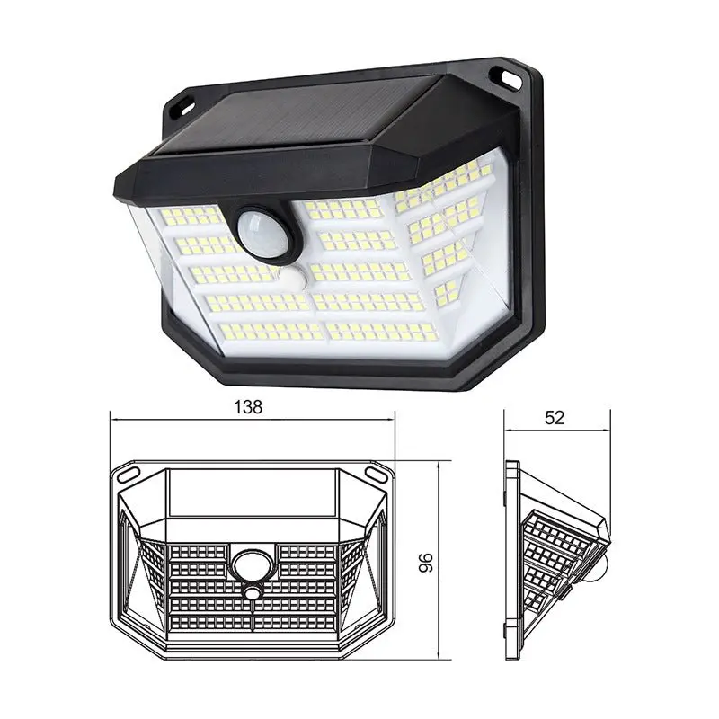 Dual Solar Motion-Sensor Wall Light – 230-Led Outdoor Security Lamp, Ip64 Rated, 3 Lighting Modes & 3-Sided Wide-Angle Coverage 1