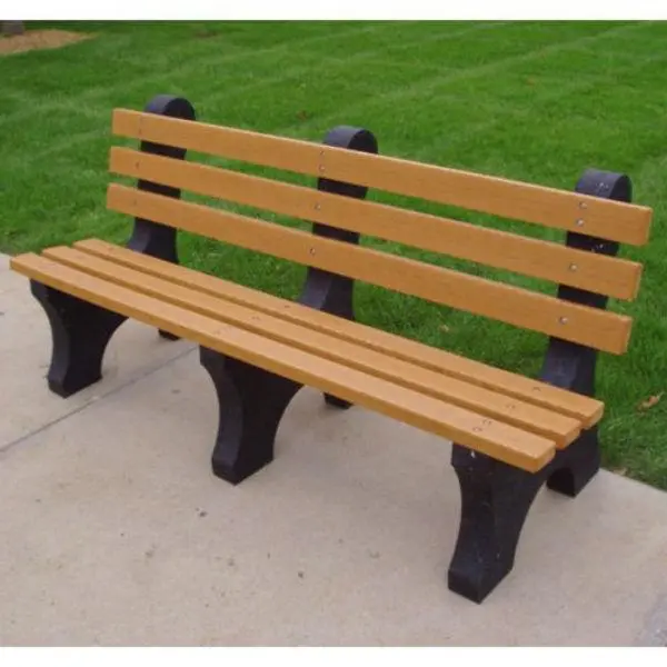 Eco-Conscious Commercial-Grade Plastic Park Bench – Cedar Hue, Made In Usa 1