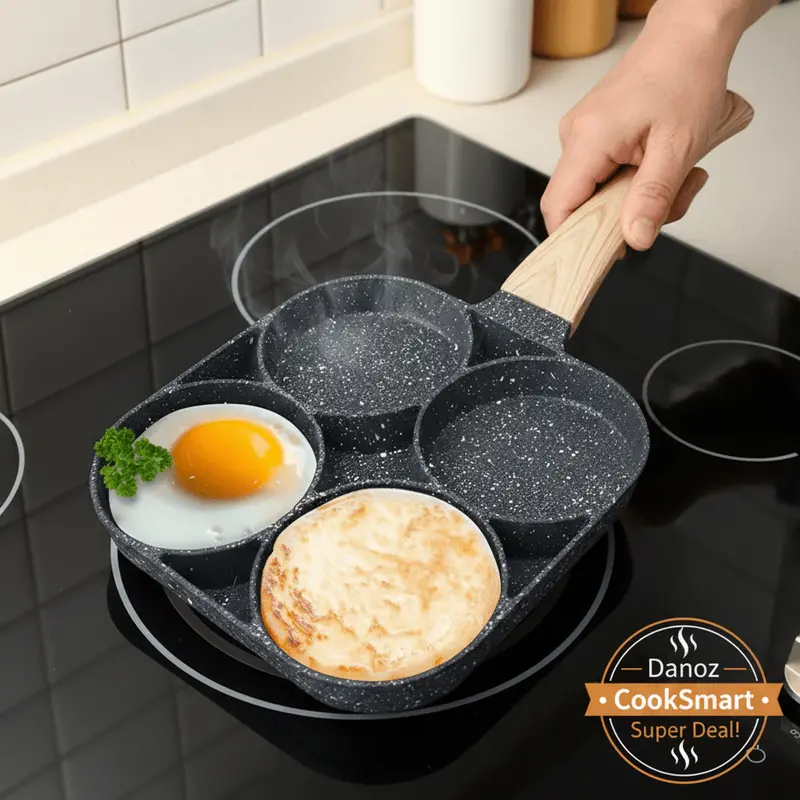 Eggmate Non-Stick Frying Pan – 4-Cup Multi-Egg Pancake Cooker, Danoz Cooksmart 1