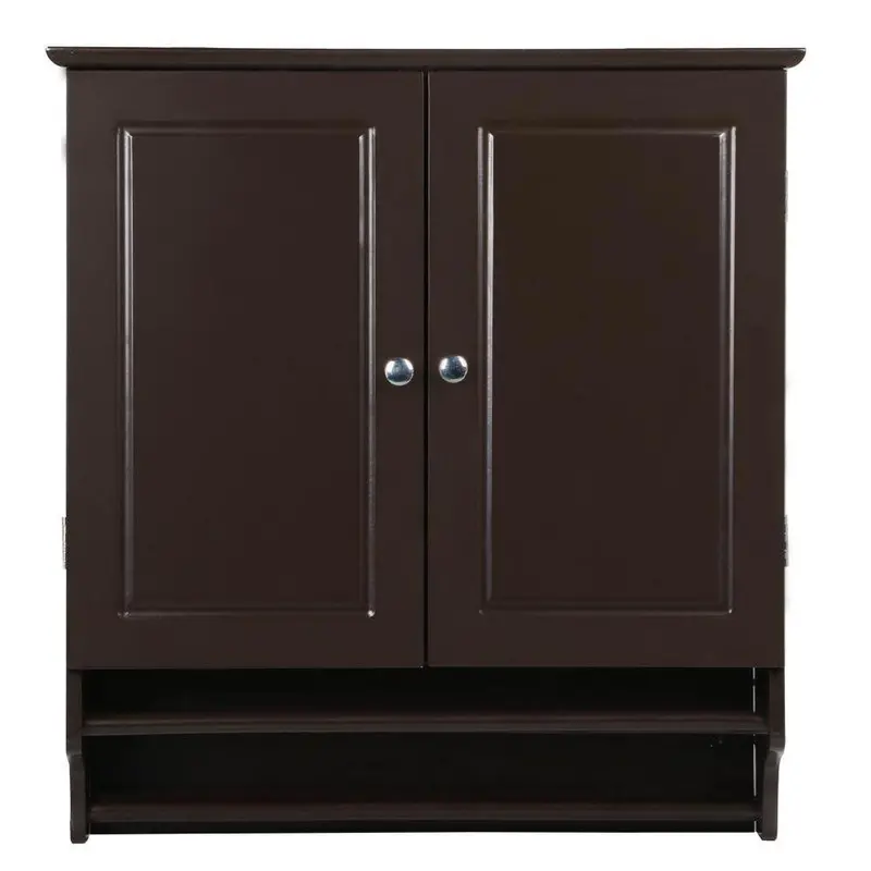 Espresso-Finish Two-Door Wall Cabinet With Integrated Towel Bar 1