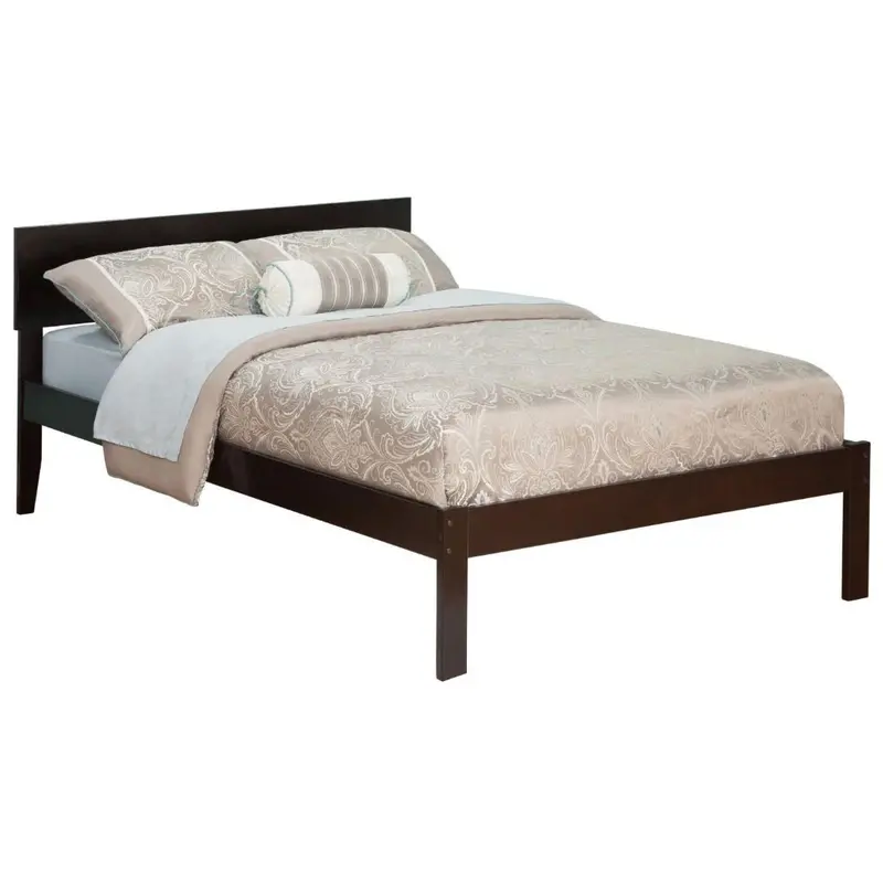 Espresso-Finished Full Platform Bed With Integrated Headboard 1