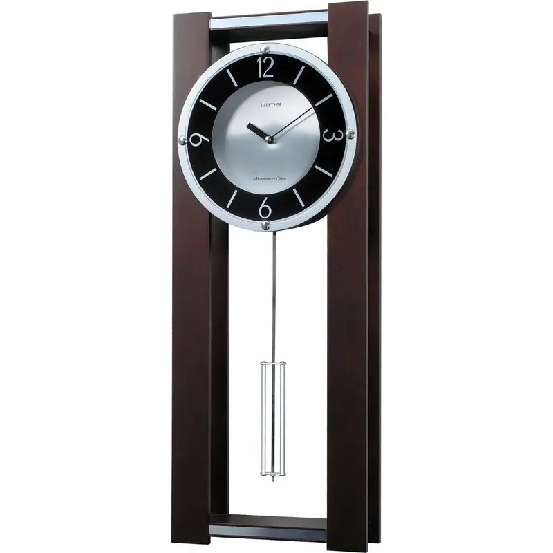 Espresso Pendulum Wall Clock – 18 Melody Chime Function & Modern Design 1