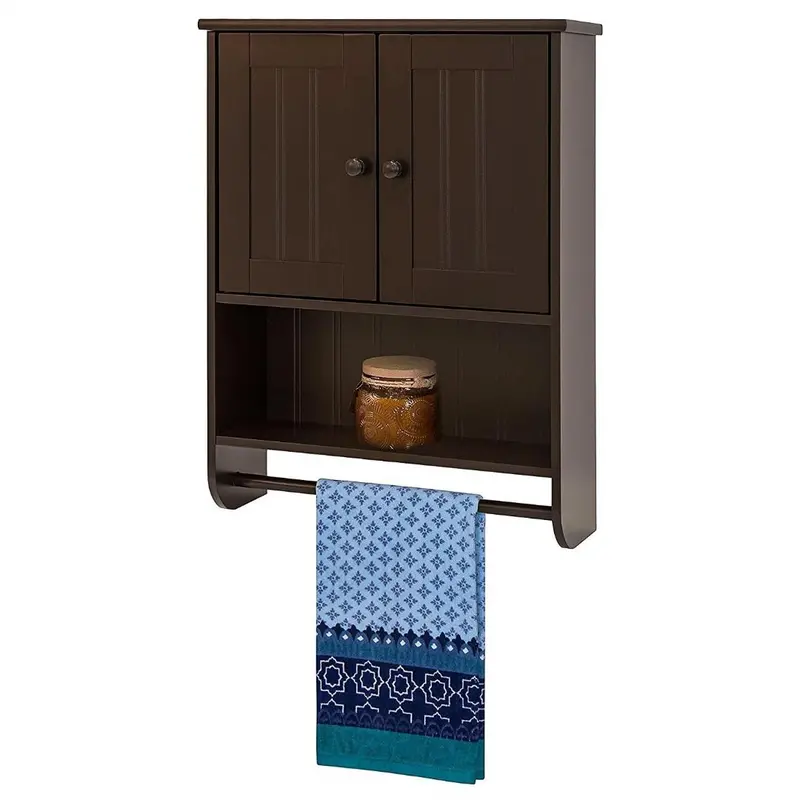 Espresso Wall-Mounted Bathroom Cabinet With Integrated Towel Bar 1