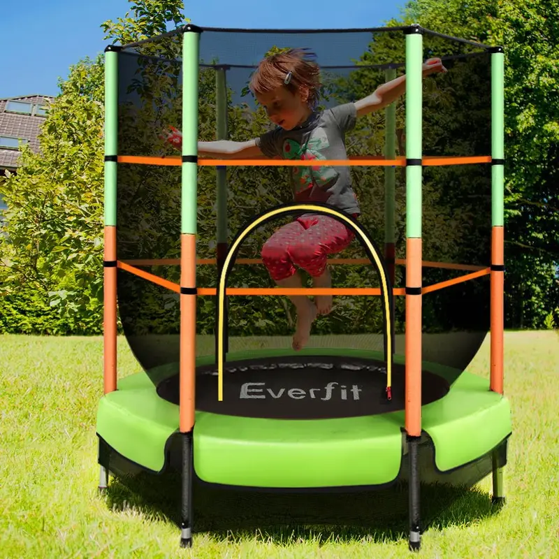 Everfit 4.5-Foot Kids' Trampoline With Safety Enclosure Net – Green Rebounder, Ideal Gift 1
