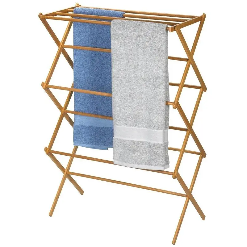 Foldable Bamboo Laundry Drying Rack For Compact Spaces 1