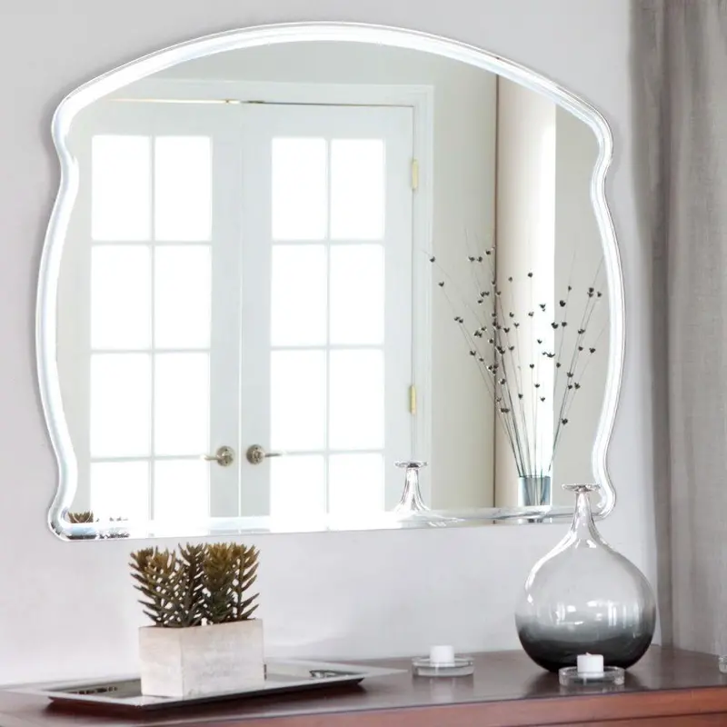 Frameless Arch-Top Wall Mirror With Fluid Wavy Silhouette 1