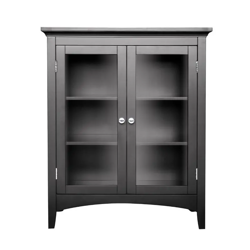 Freestanding Dark Espresso Bathroom Floor Cabinet With Open And Closed Storage 1