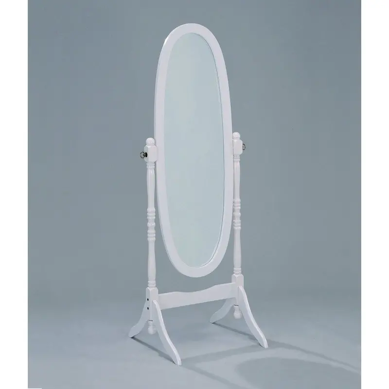 Freestanding White Oval Cheval Floor Mirror With Full-Length View 1