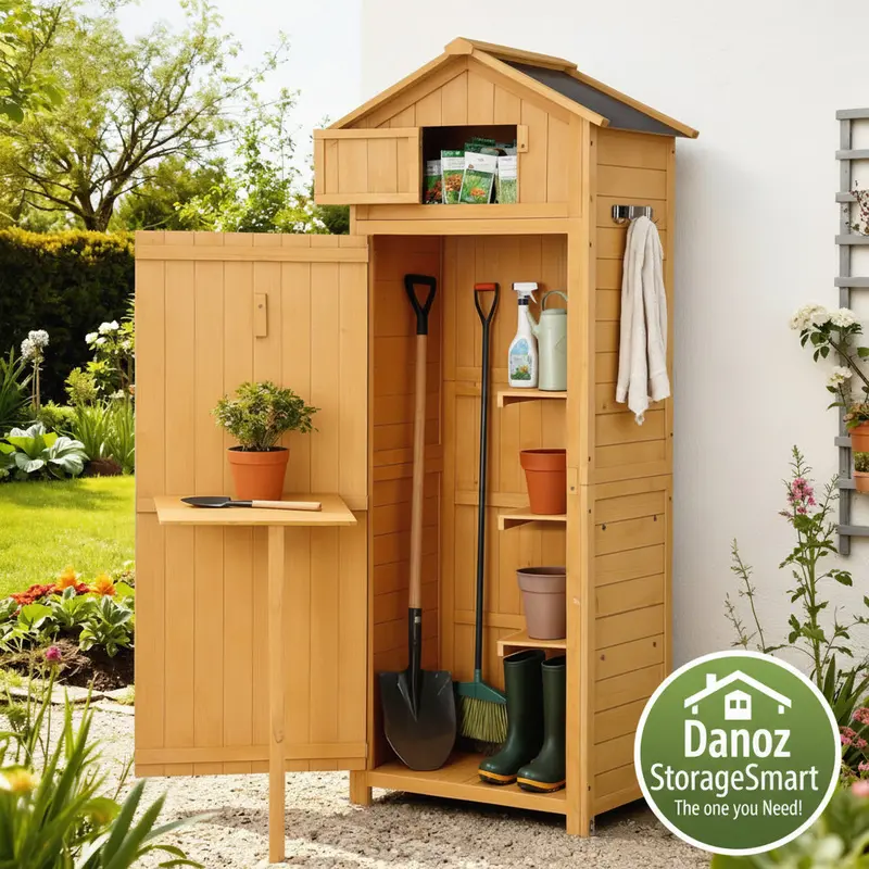 Gardeon Foldable Outdoor Storage Cabinet – Adjustable Tool Organizer & Shed With Table Function 1