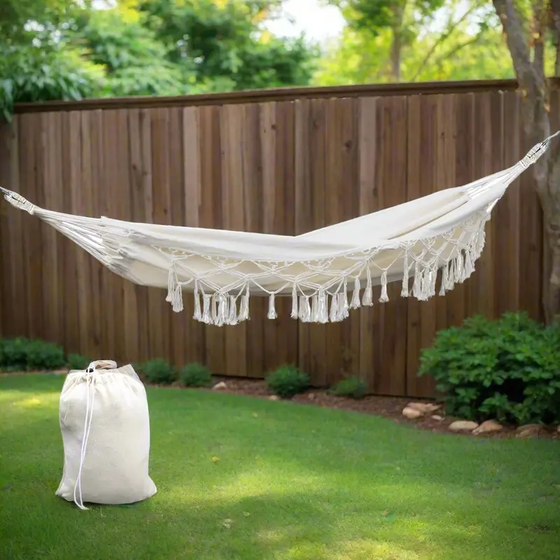 Gardeon Rope-Style Hammock Bed – Tassel-Trimmed Outdoor Hanging Chair For Camping & Relaxation 1