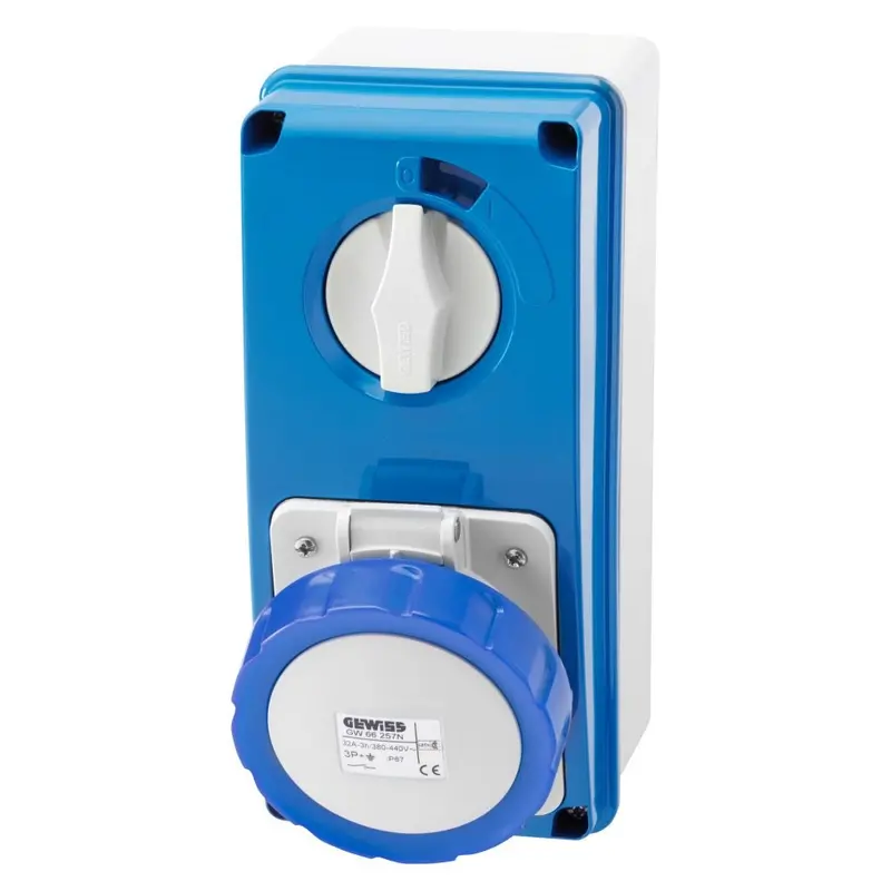 Gewiss 16A 3-Pin 230V Ip67 Interlocked Switched Industrial Socket 1