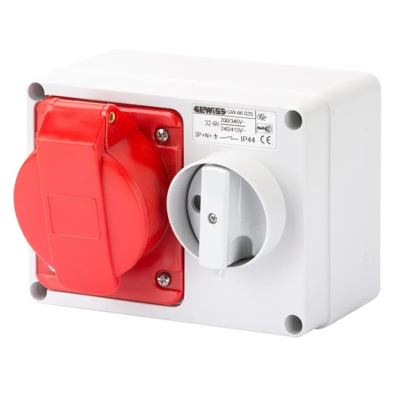 Gewiss 32A 5-Pin 415V Ip44 Interlocked Switched Industrial Socket 1