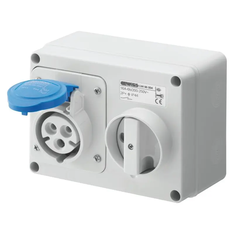 Gewiss Interlocked Switched Industrial Socket – 16A, 3-Pin, 230V, Ip44 1
