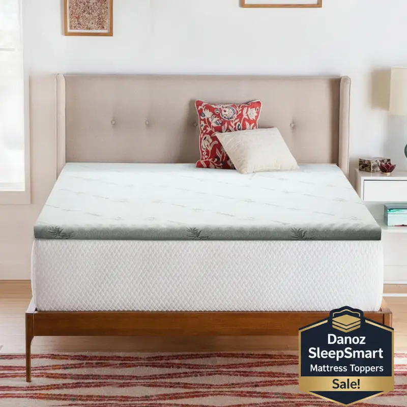 Giselle Bedding Cool Gel Memory Foam Mattress Topper – 8Cm Double Size With Free Bamboo Cover – Danoz Sleepsmart 1