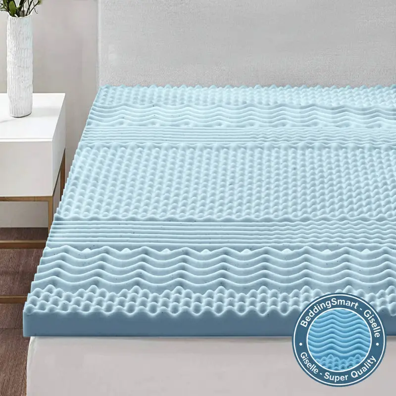 Giselle Bedding Memory Foam Mattress Topper – 7-Zone Queen Size With Free Bamboo Cover 1