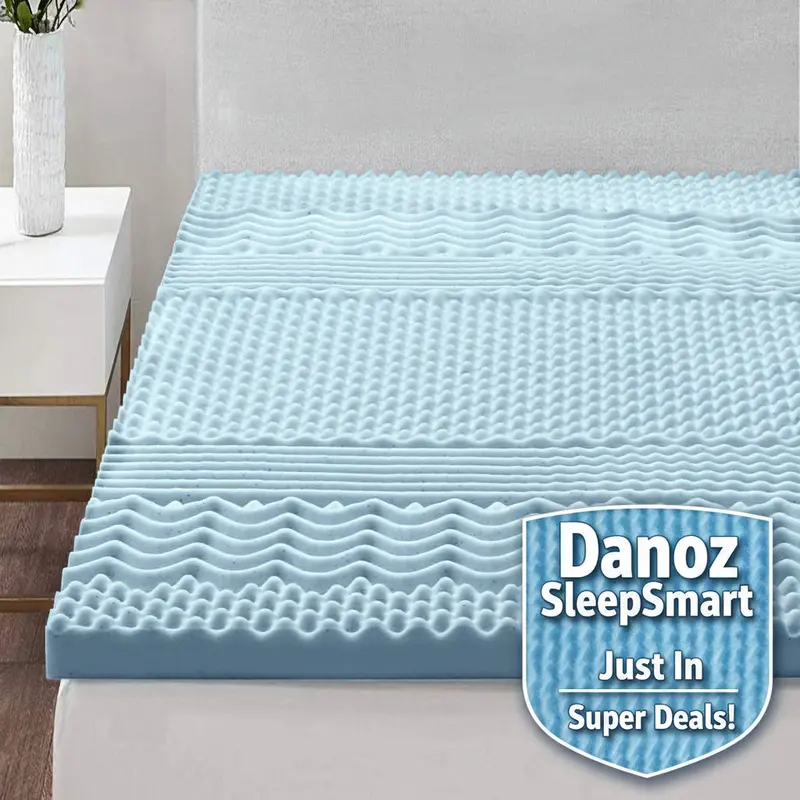 Giselle Bedding Sleepsmart Memory Foam Mattress Topper – 7-Zone Support, 5Cm Double Size With Bamboo Cover 1