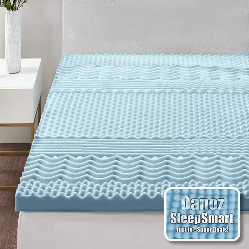 Giselle Bedding Sleepsmart Memory Foam Mattress Topper – 7-Zone Support, 5Cm Single Size With Bamboo Cover 1