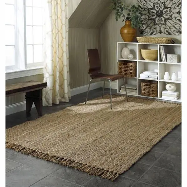 Handwoven Natural Jute Loop Rug – 4' X 6' Chunky Textured Floor Mat 1
