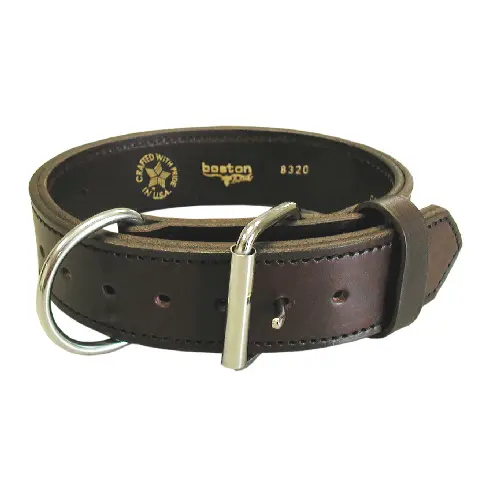 Heavy-Duty 2-Inch Leather Agitation Dog Collar With Nickel Fittings 1