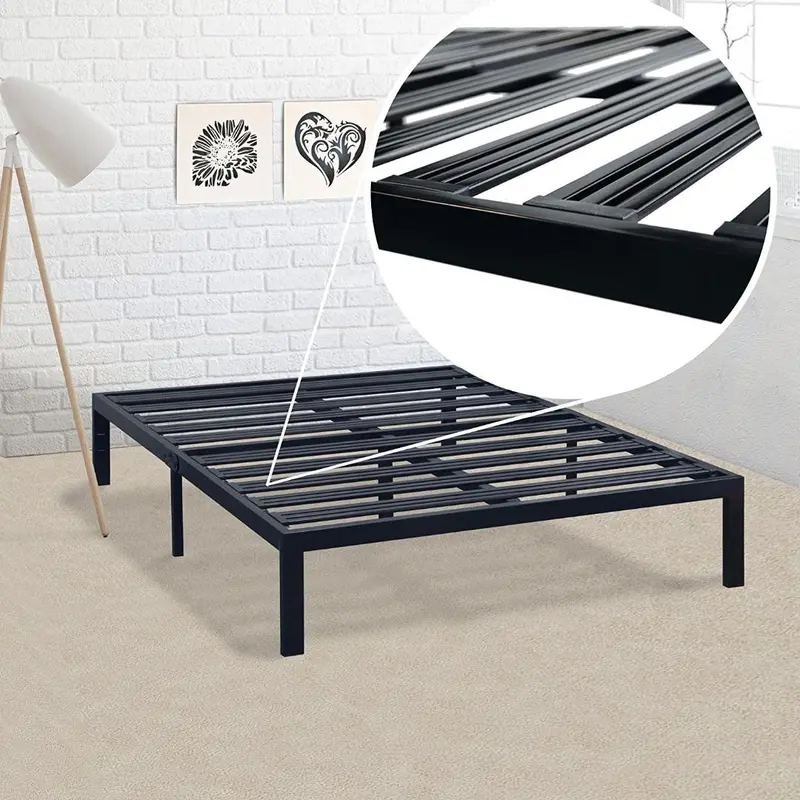 Heavy-Gauge Steel Slat Queen Platform Bed Frame – Durable Metal Base 1
