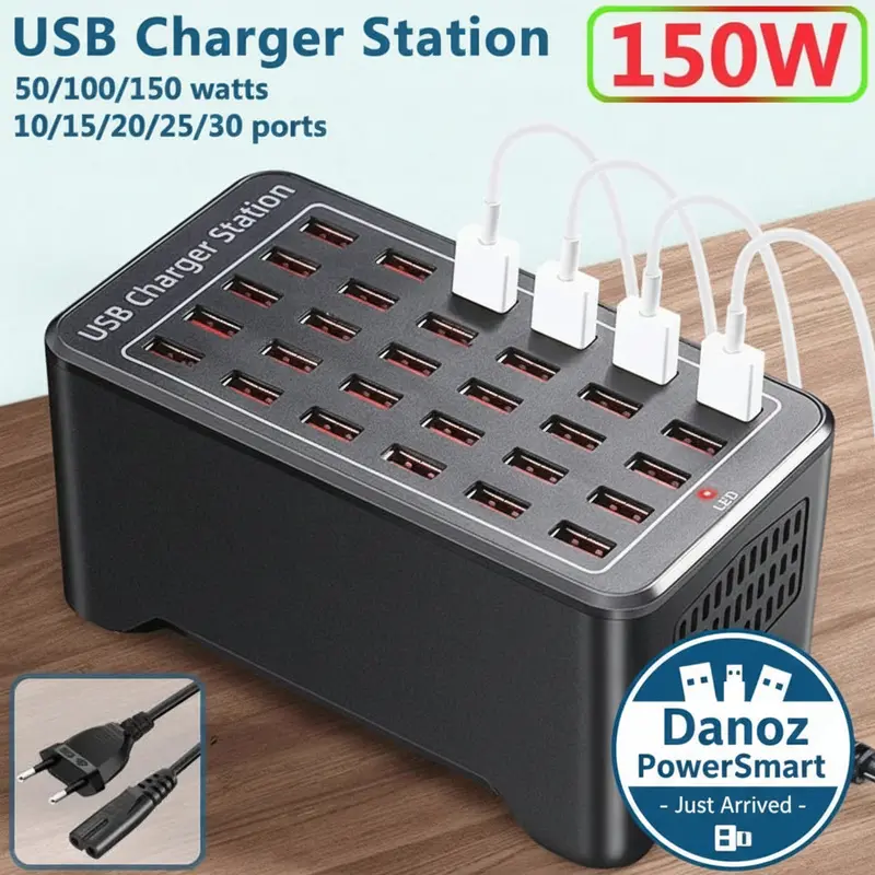 High-Capacity Desktop Charging Hub – 10–30 Port Usb Power Station Up To 150W For Multiple Devices 1