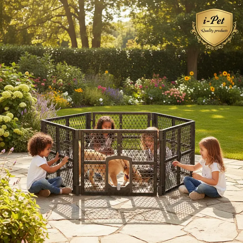 I.Pet 6-Panel Plastic Dog Playpen – Modular, Freestanding Pet Fence For Indoor Or Yard Use 1