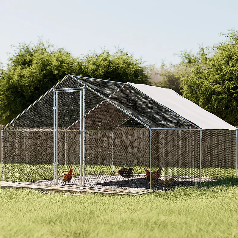 I.Pet Compact Chicken Coop – 3X4X2 M Galvanized Steel Run & Shelter 1