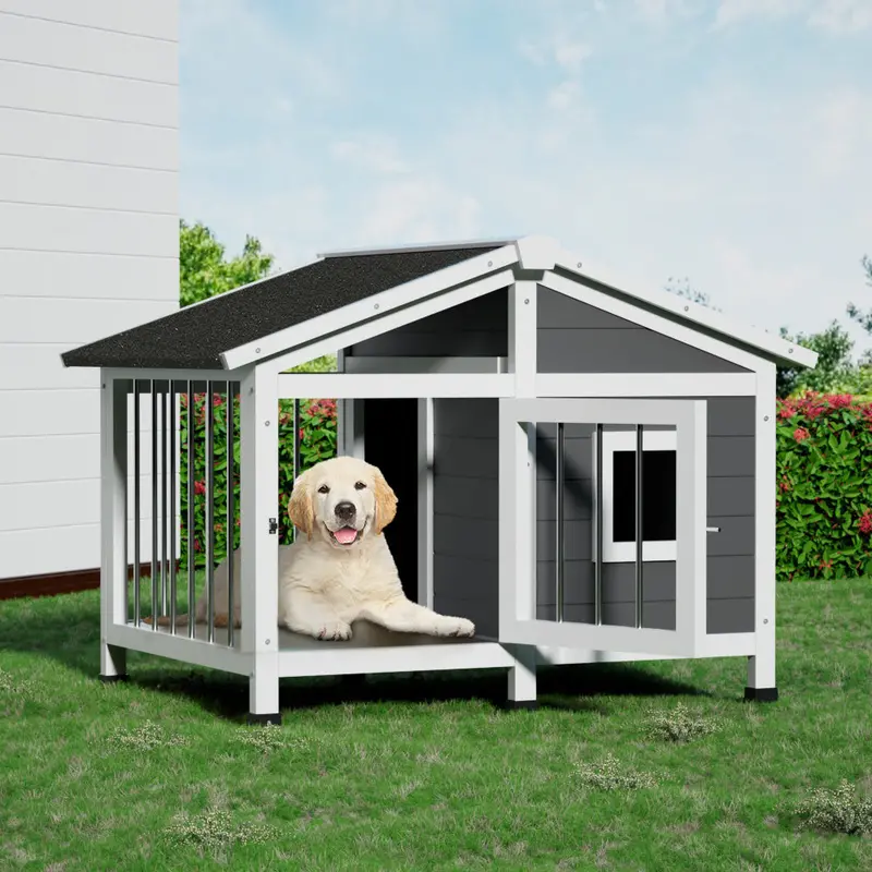I.Pet Large Wooden Dog Kennel – Outdoor/Indoor Puppy Cabin With Weather-Resistant Design 1