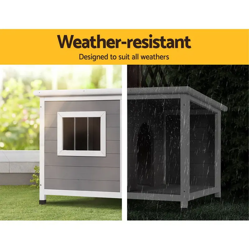 I.Pet Large Wooden Dog Kennel – Outdoor Log-Style Pet House With Indoor Puppy Cabin Option 1