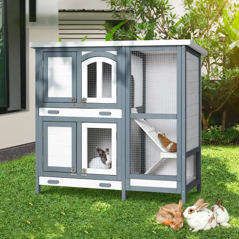 I.Pet Wooden Rabbit Hutch – 98Cm Tall Chicken Coop With Run For Rabbits, Guinea Pigs & Chickens 1