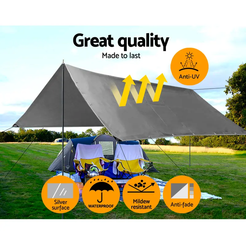 Instahut 3.6M X 4.8M Camping Tarp – Compact Heavy-Duty Sunshade & Rain Cover For Outdoor Use 1