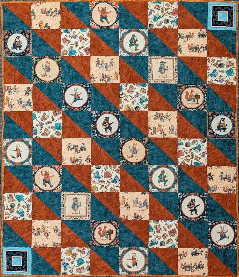 Jug Band Jamboree Quilt Fabric – Orange Wave Design 56X70 1