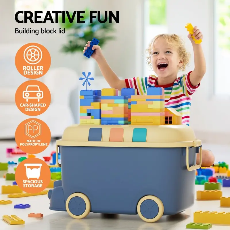 Keezi 3-Pack Toy Storage Boxes – Cute Car-Shaped Organisers For Kids’ Toys & Snacks 1