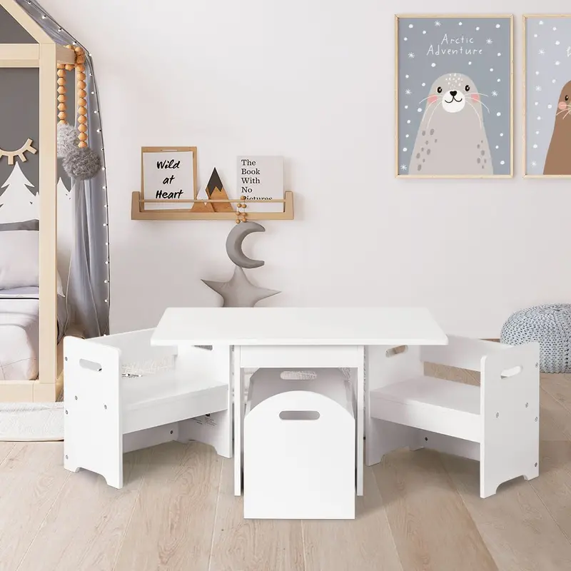 Keezi 3-Piece Kids Table And Chair Set With Toy Storage – Activity Desk For Children 1