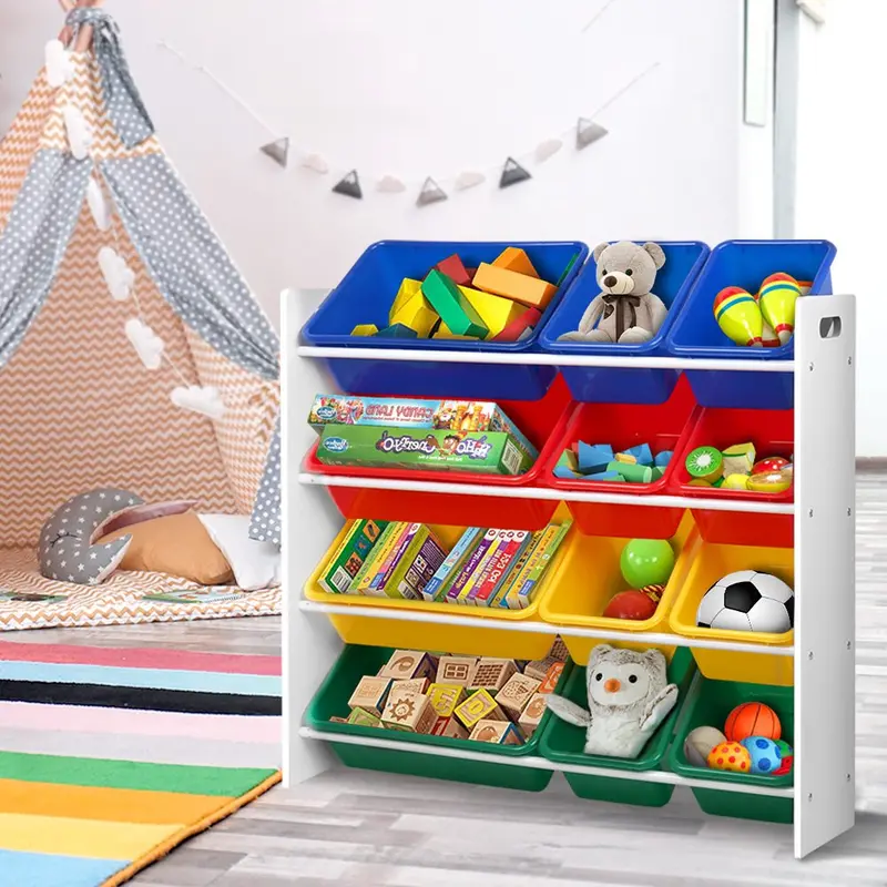 Keezi Kids Toy Organizer – 12-Bin Bookshelf Storage Rack For Toys, Books & Learning Supplies 1