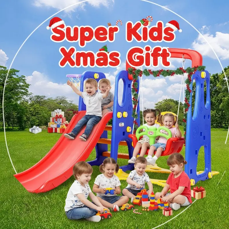 Keezi Outdoor Playset – Slide, Swing & Basketball Hoop Combo In Blue (120Cm) 1