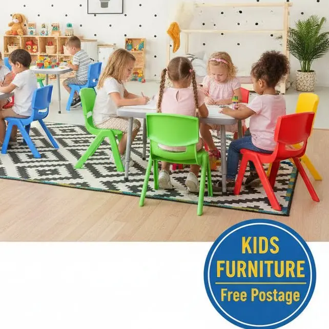 Keezi Set Of 4 Durable Plastic Kids Chairs – Lightweight Study And Activity Seating (50 Kg Capacity) 1