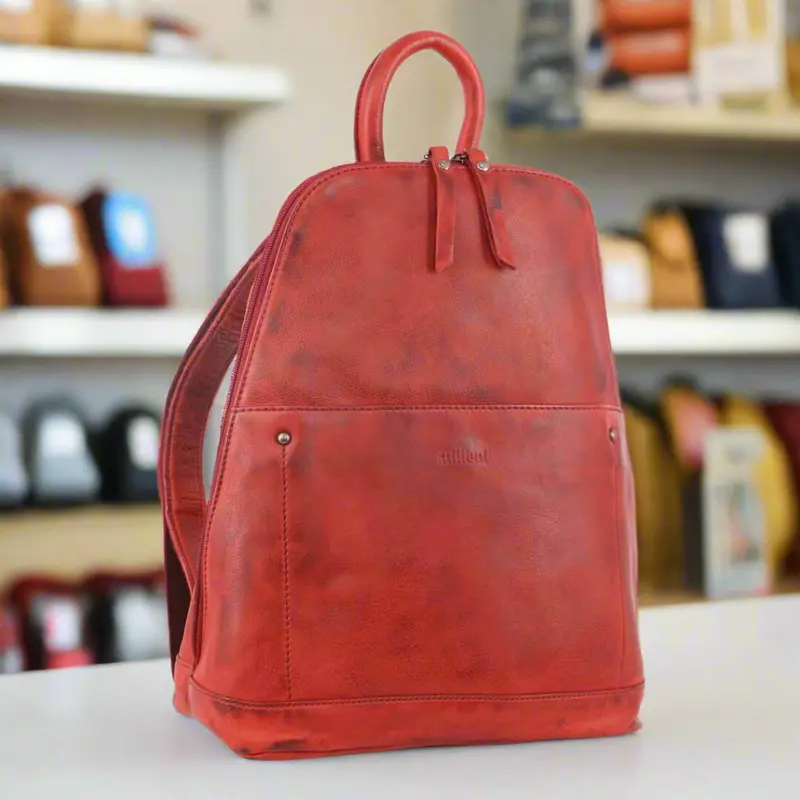 Milleni Genuine Italian Leather Travel Backpack – Soft Red Design By Danoz Fashion 1