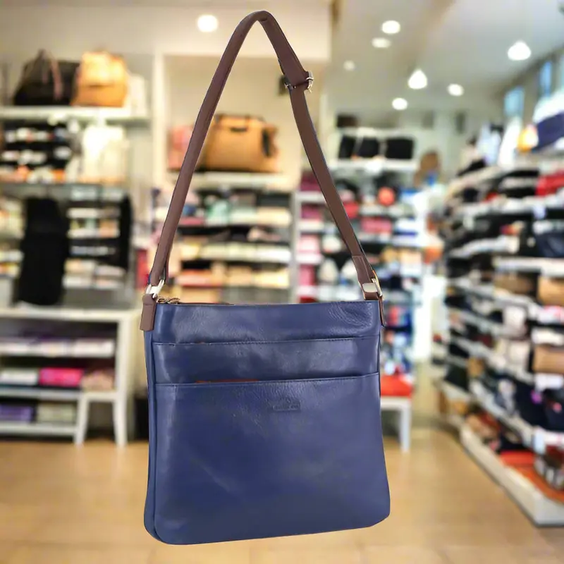 Milleni Indigo/Chestnut Crossbody Bag – Soft Italian Leather For Women On The Go 1
