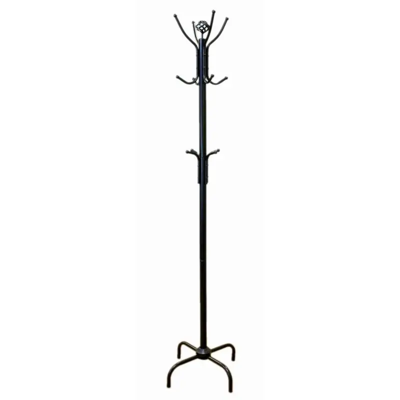 Minimalist Two-Tier Black Metal Coat Stand For Entryway Organization 1