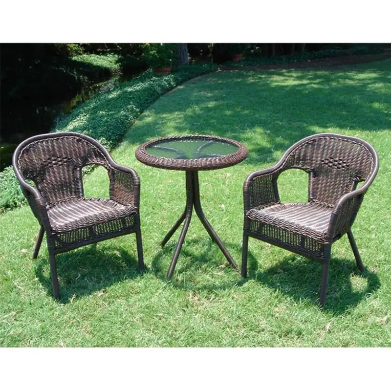Mocha Resin Wicker Patio Bistro Set – Outdoor 2-Piece Furniture Set 1