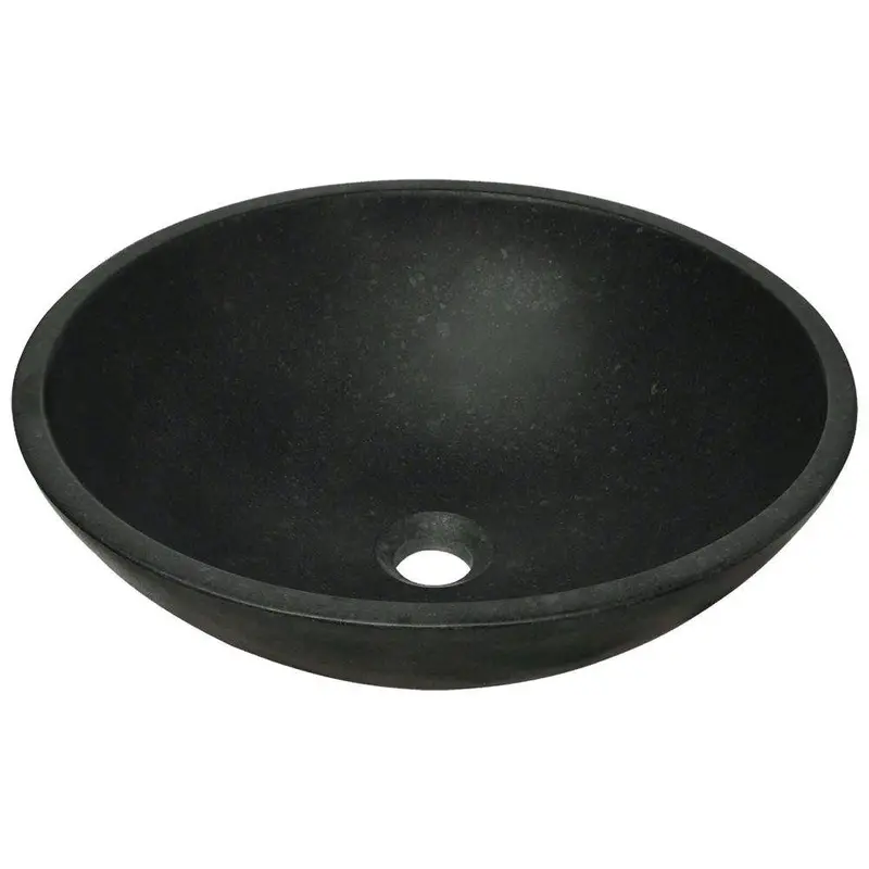 Modern Basalt Black Granite Round Vessel Sink – Countertop Basin 1