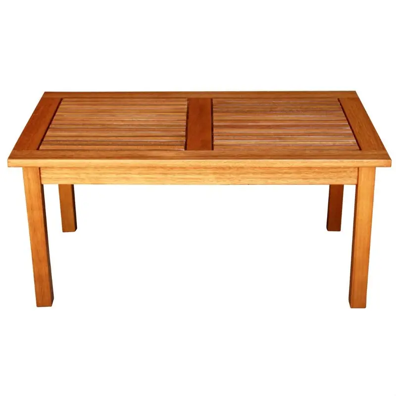 Natural-Finish Solid Wood Patio Coffee Table – Indoor/Outdoor Use 1